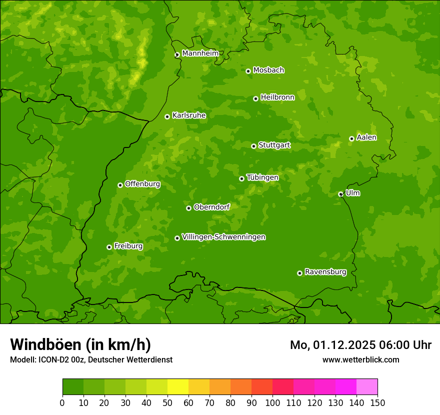 Modellkarten Windgeschwindigkeit