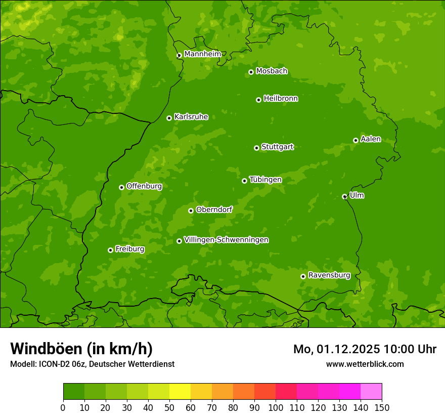 Modellkarten Windgeschwindigkeit