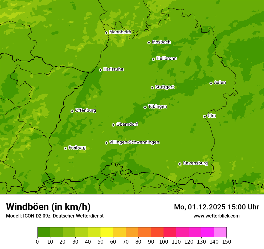 Modellkarten Windgeschwindigkeit