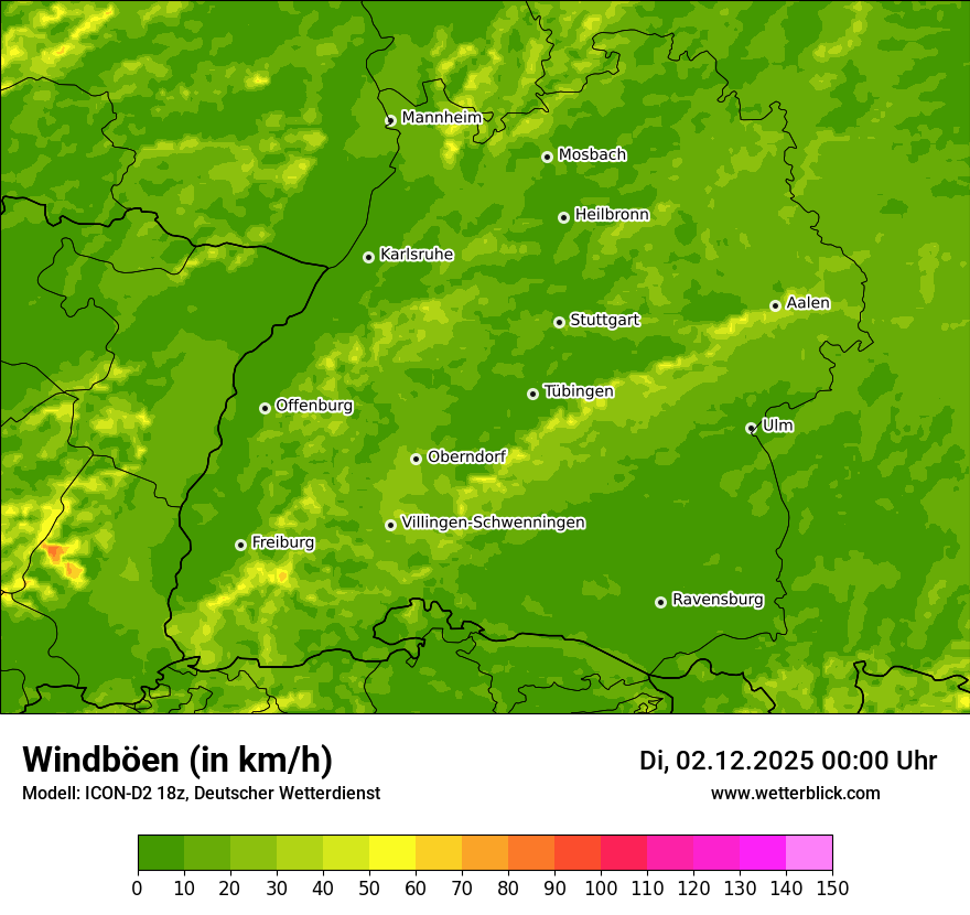 Modellkarten Windgeschwindigkeit