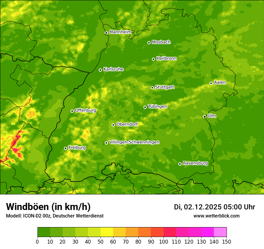 Modellkarten Windgeschwindigkeit