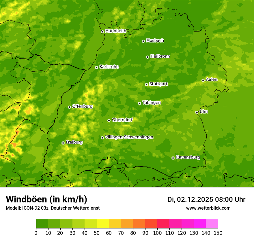 Modellkarten Windgeschwindigkeit