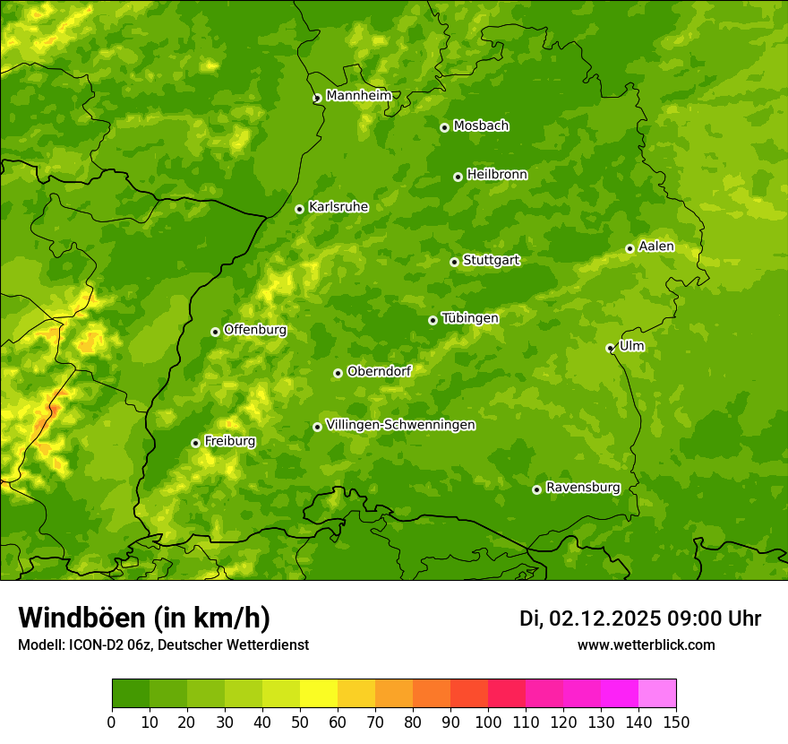 Modellkarten Windgeschwindigkeit