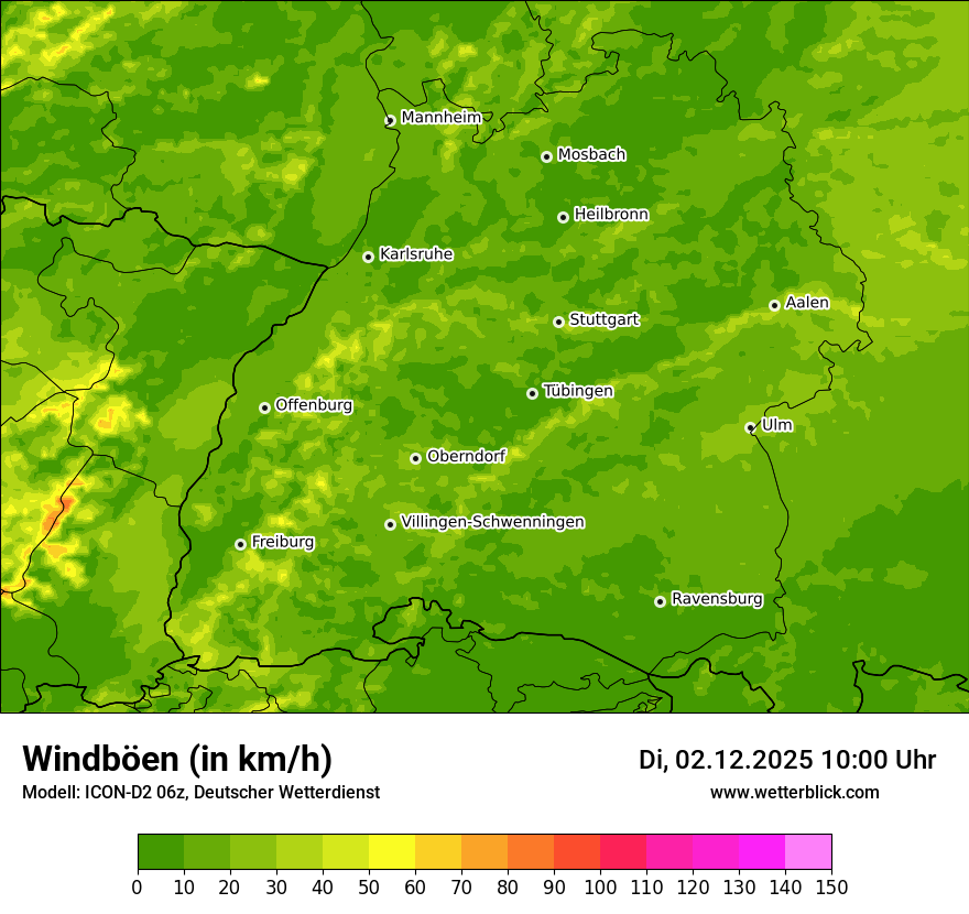 Modellkarten Windgeschwindigkeit