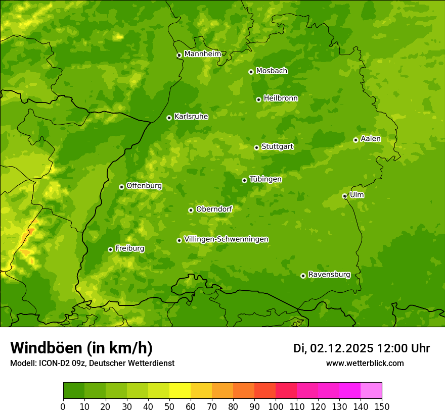 Modellkarten Windgeschwindigkeit