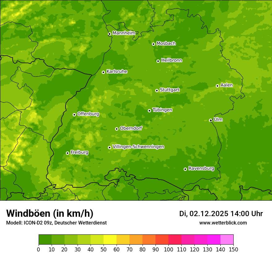 Modellkarten Windgeschwindigkeit