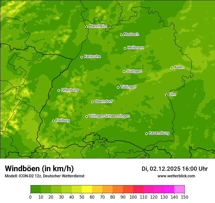 Modellkarten Windgeschwindigkeit
