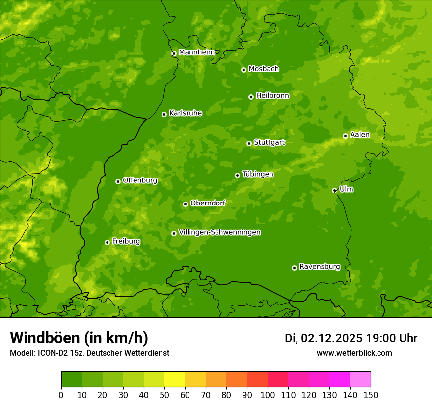 Modellkarten Windgeschwindigkeit
