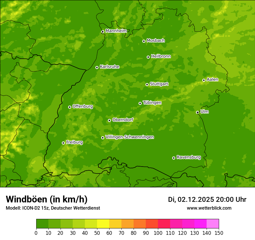 Modellkarten Windgeschwindigkeit