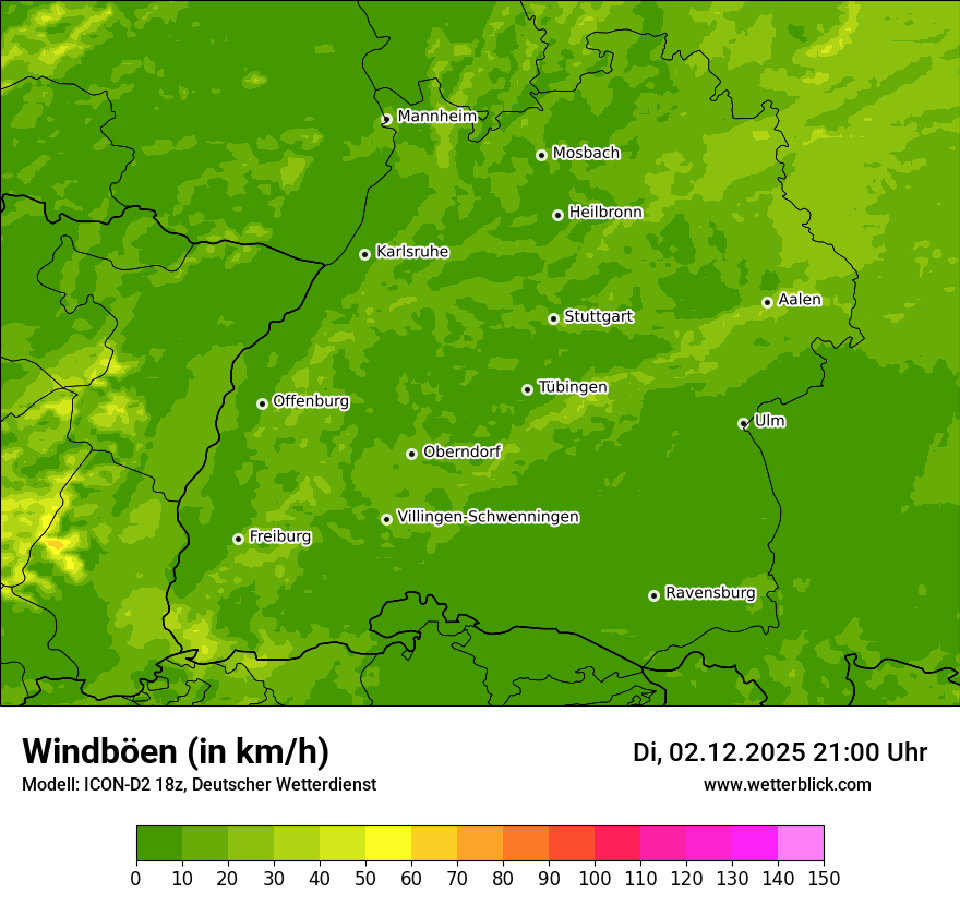 Modellkarten Windgeschwindigkeit