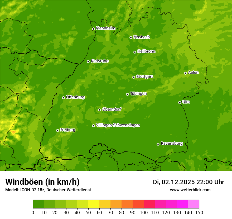 Modellkarten Windgeschwindigkeit