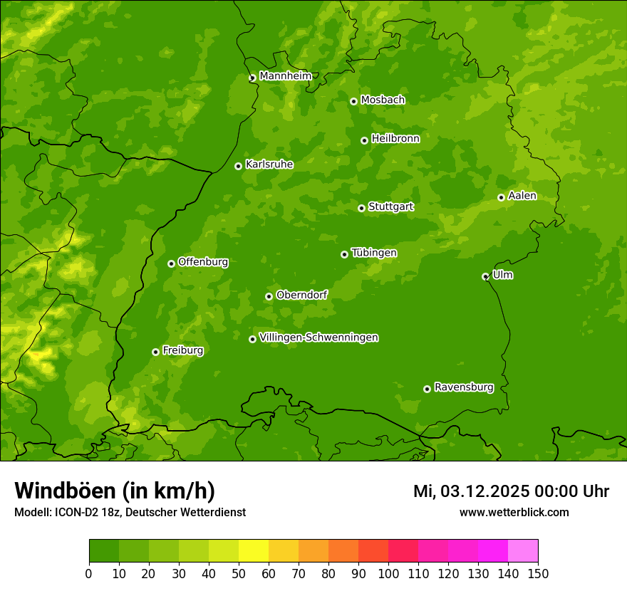 Modellkarten Windgeschwindigkeit