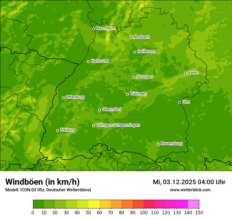 Modellkarten Windgeschwindigkeit
