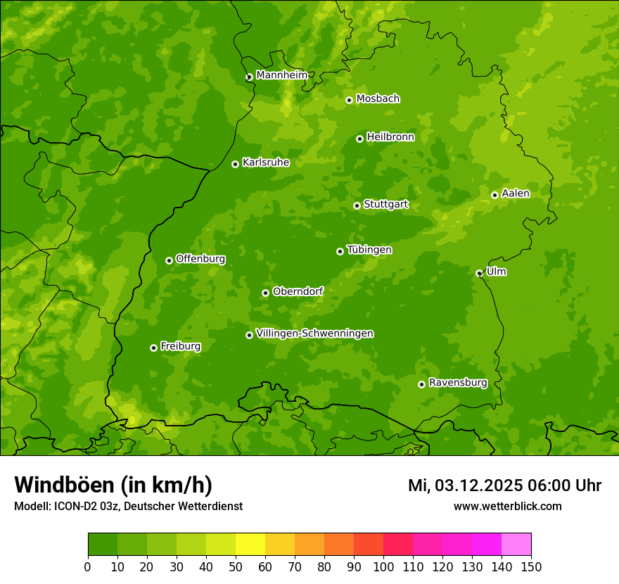 Modellkarten Windgeschwindigkeit