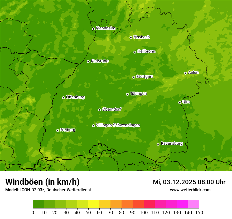 Modellkarten Windgeschwindigkeit