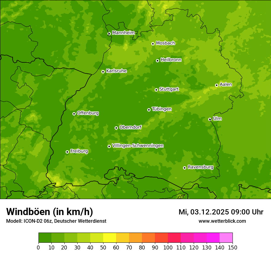 Modellkarten Windgeschwindigkeit