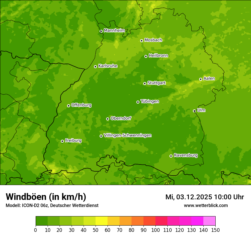 Modellkarten Windgeschwindigkeit