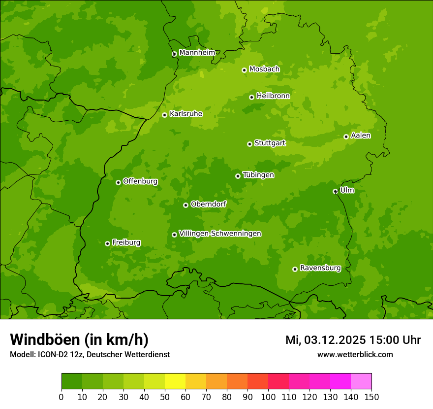 Modellkarten Windgeschwindigkeit