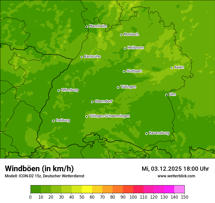 Modellkarten Windgeschwindigkeit