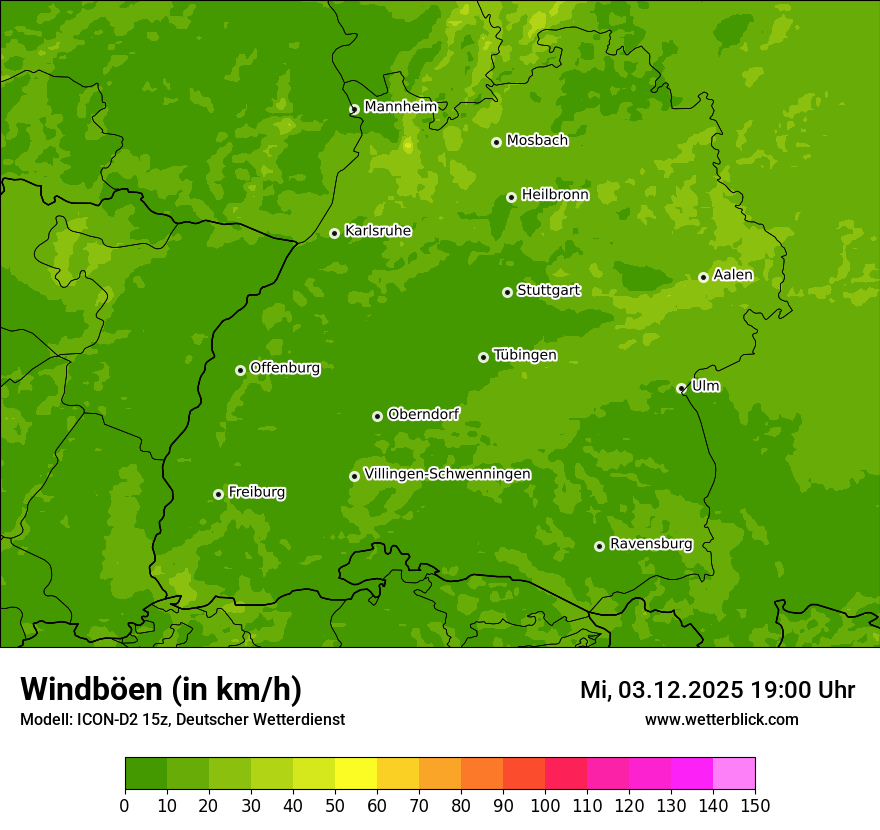 Modellkarten Windgeschwindigkeit