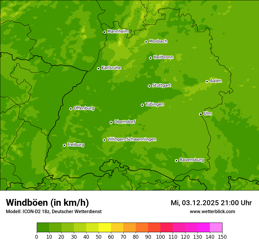 Modellkarten Windgeschwindigkeit