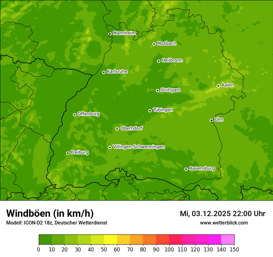 Modellkarten Windgeschwindigkeit