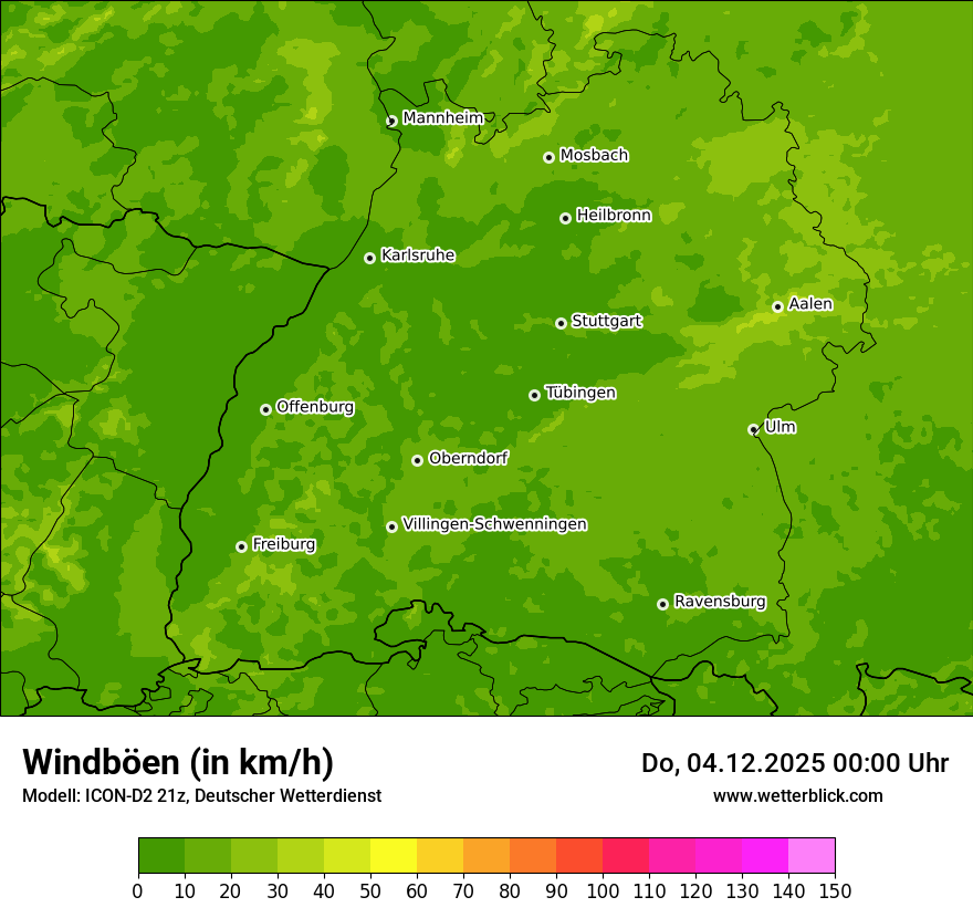 Modellkarten Windgeschwindigkeit