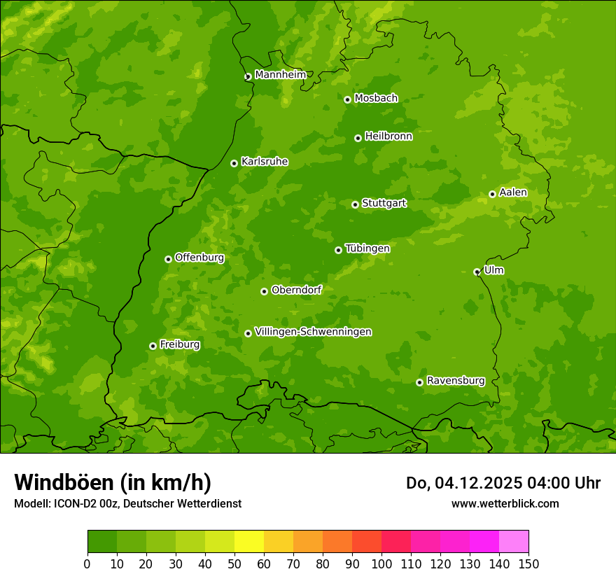 Modellkarten Windgeschwindigkeit