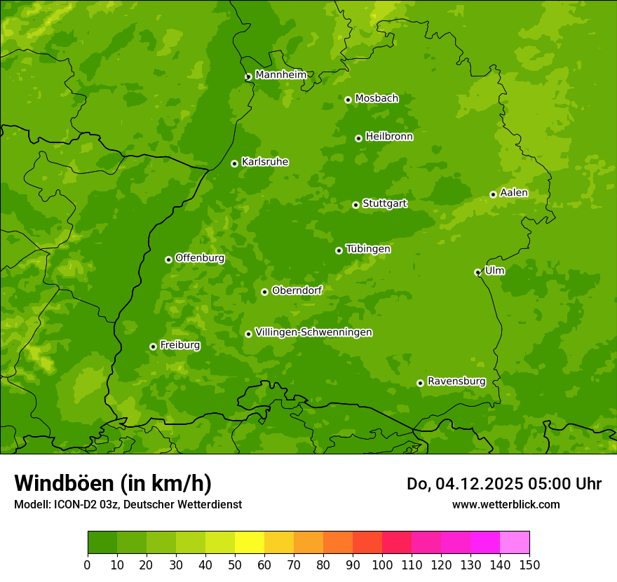 Modellkarten Windgeschwindigkeit