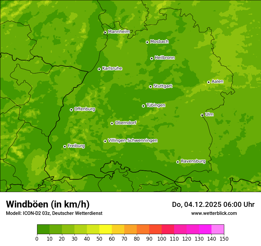 Modellkarten Windgeschwindigkeit
