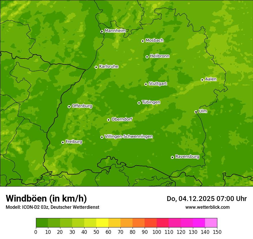 Modellkarten Windgeschwindigkeit