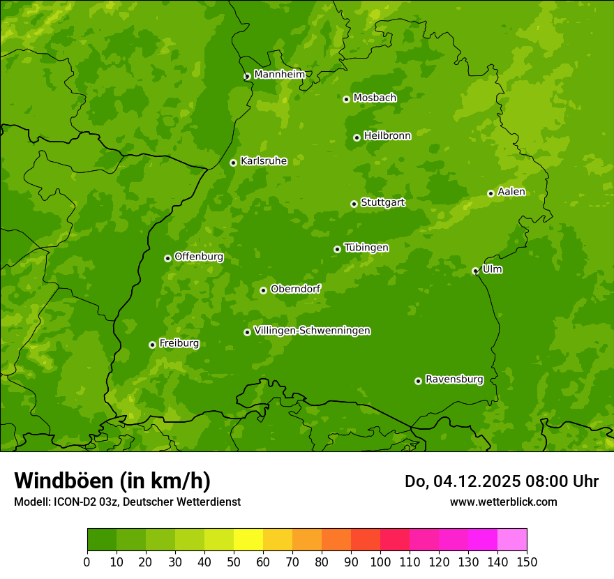 Modellkarten Windgeschwindigkeit