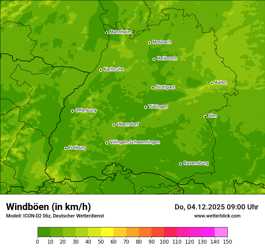 Modellkarten Windgeschwindigkeit