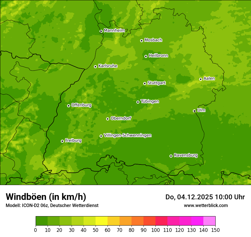 Modellkarten Windgeschwindigkeit