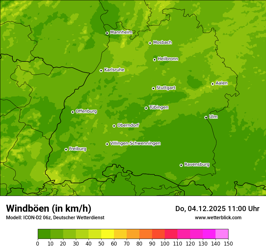 Modellkarten Windgeschwindigkeit