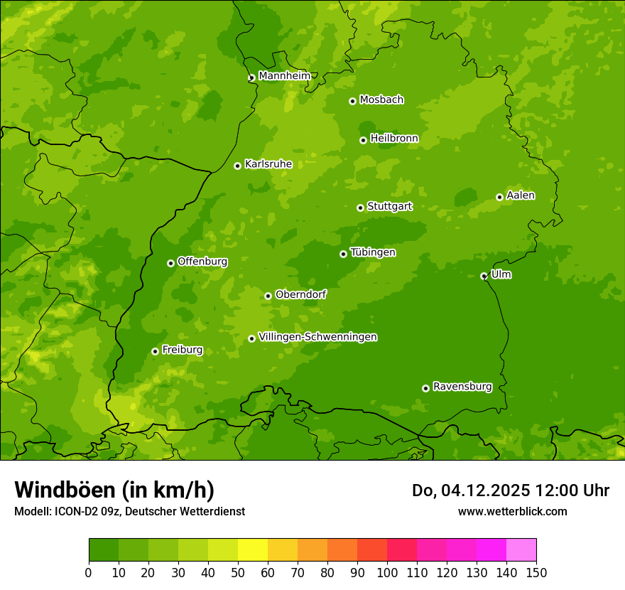 Modellkarten Windgeschwindigkeit