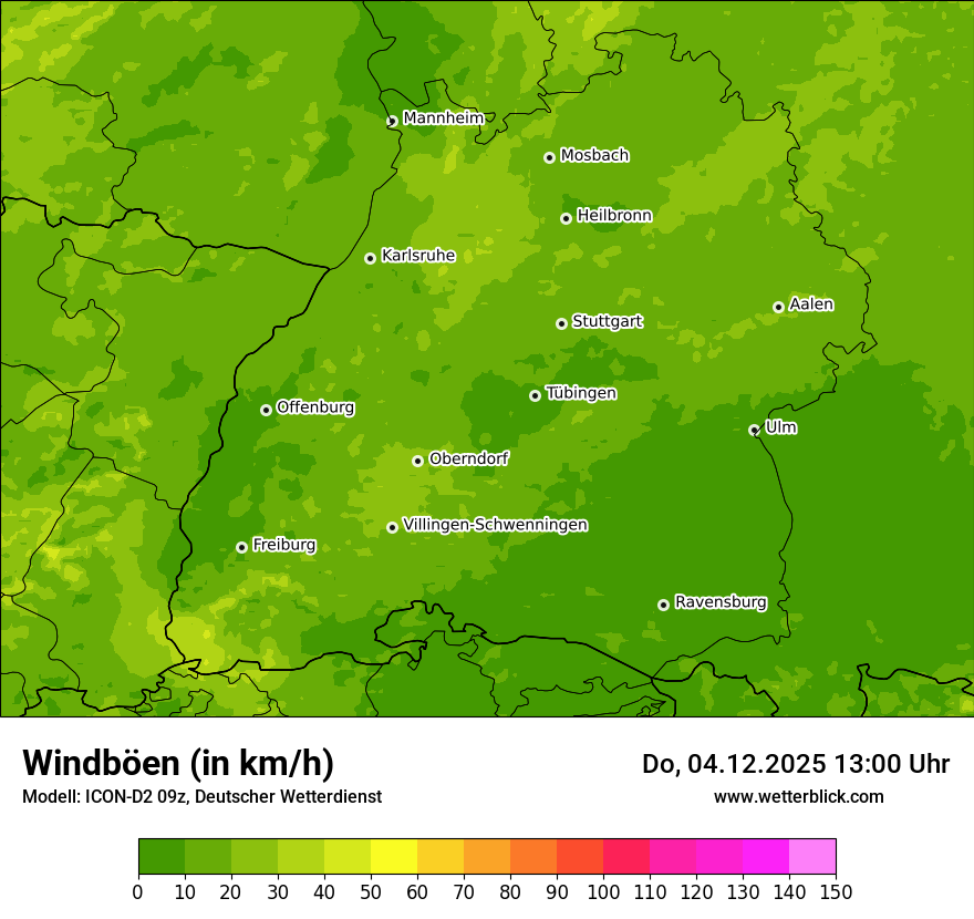 Modellkarten Windgeschwindigkeit