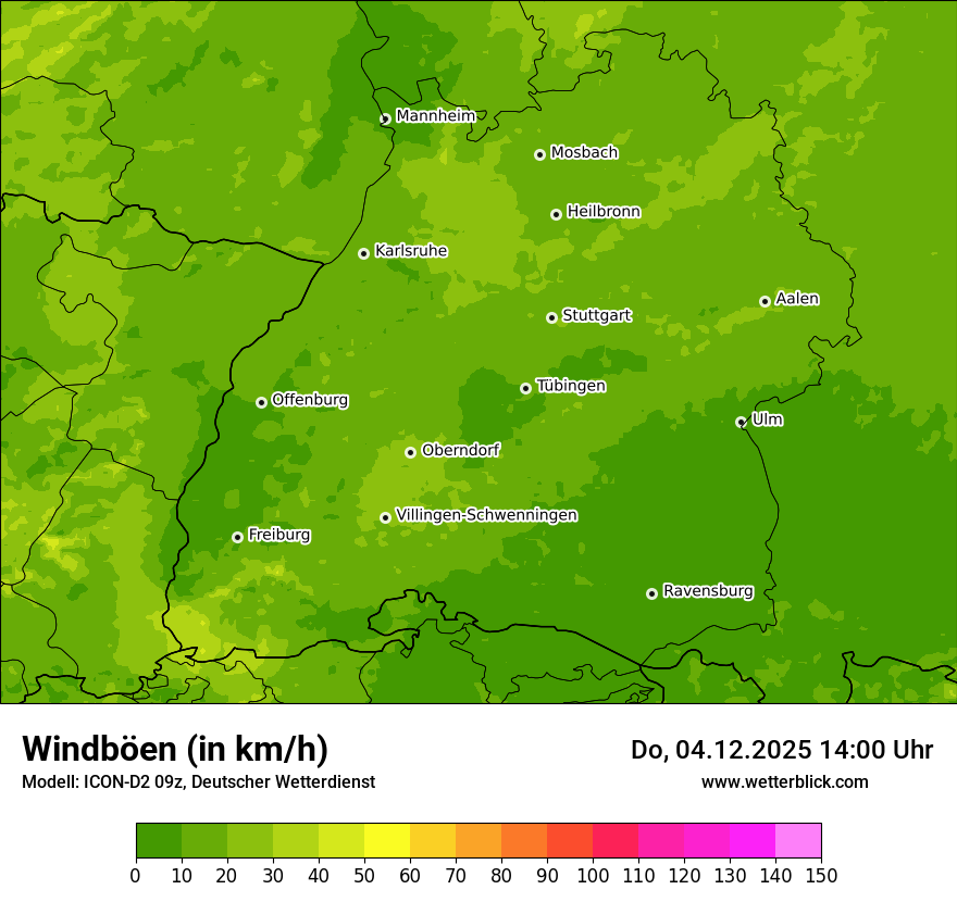 Modellkarten Windgeschwindigkeit