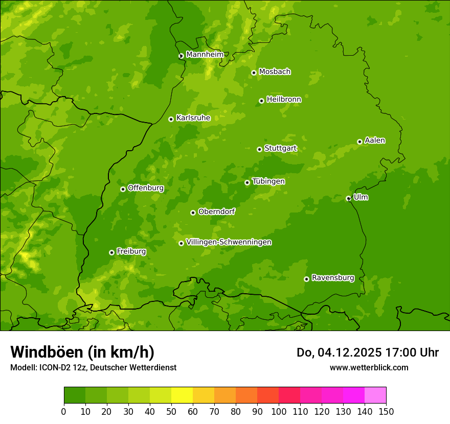 Modellkarten Windgeschwindigkeit