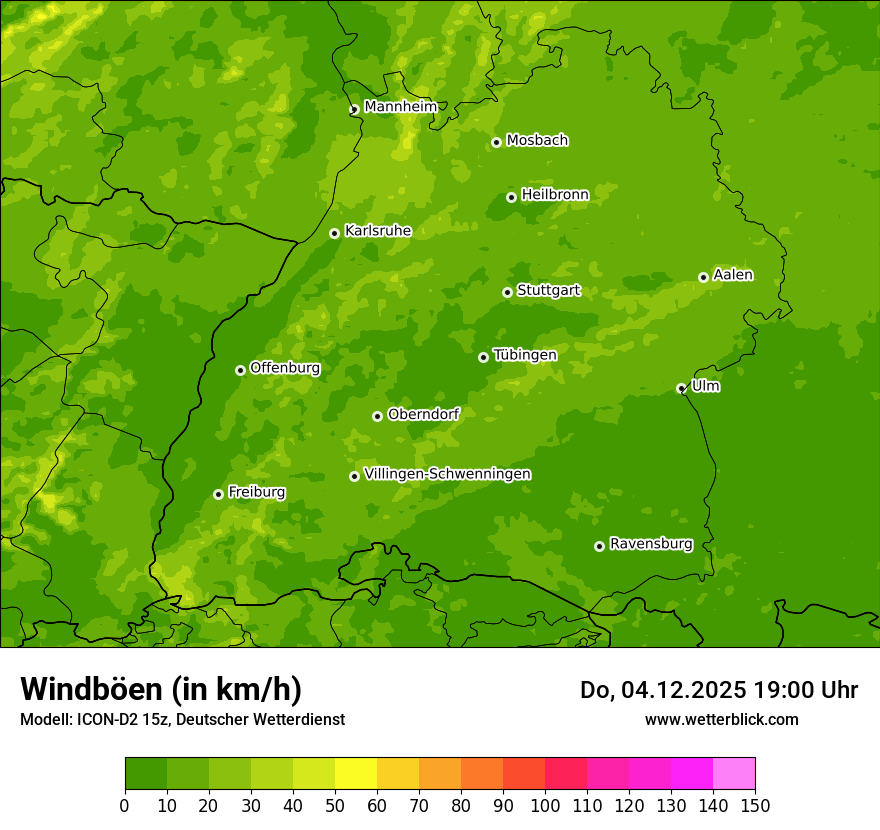 Modellkarten Windgeschwindigkeit