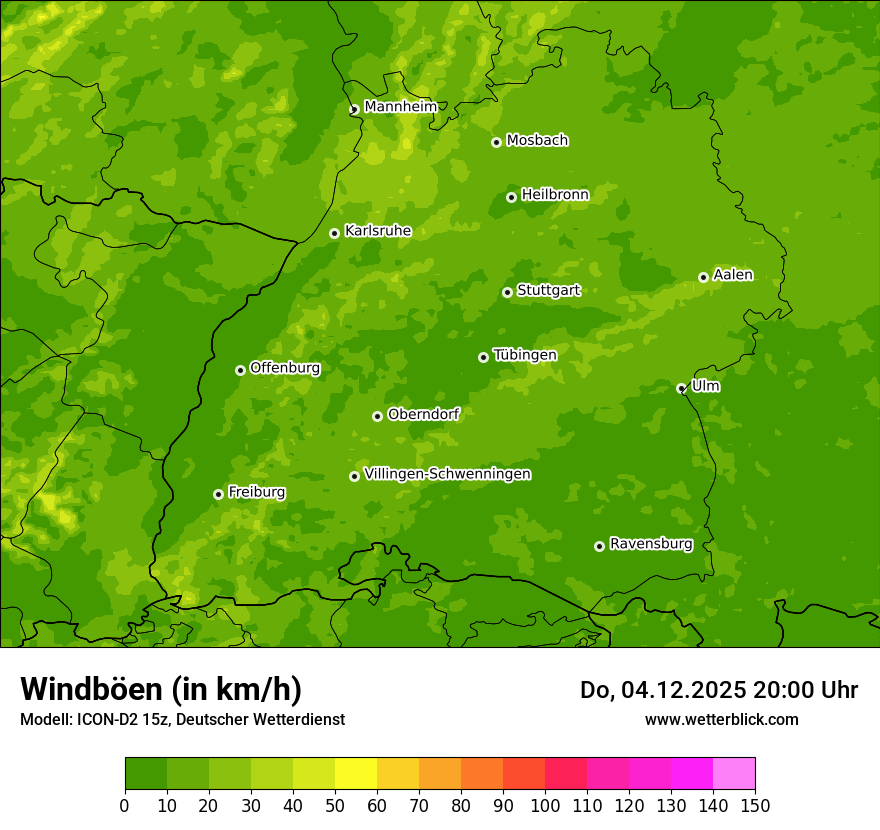 Modellkarten Windgeschwindigkeit