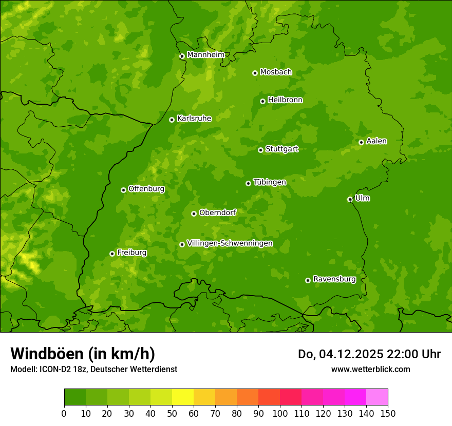 Modellkarten Windgeschwindigkeit