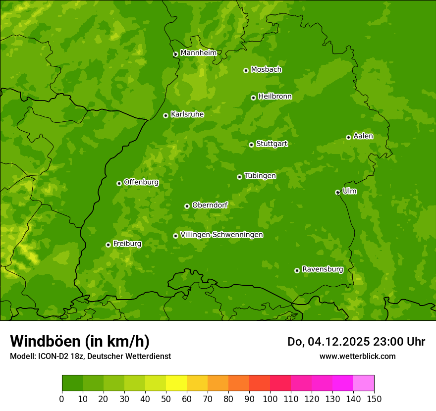 Modellkarten Windgeschwindigkeit