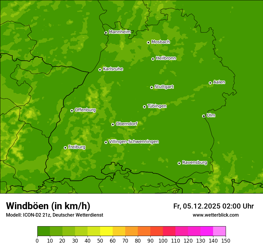 Modellkarten Windgeschwindigkeit