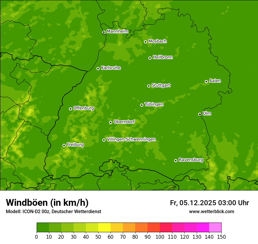 Modellkarten Windgeschwindigkeit