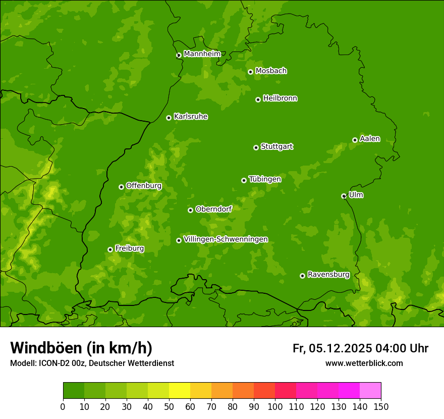 Modellkarten Windgeschwindigkeit