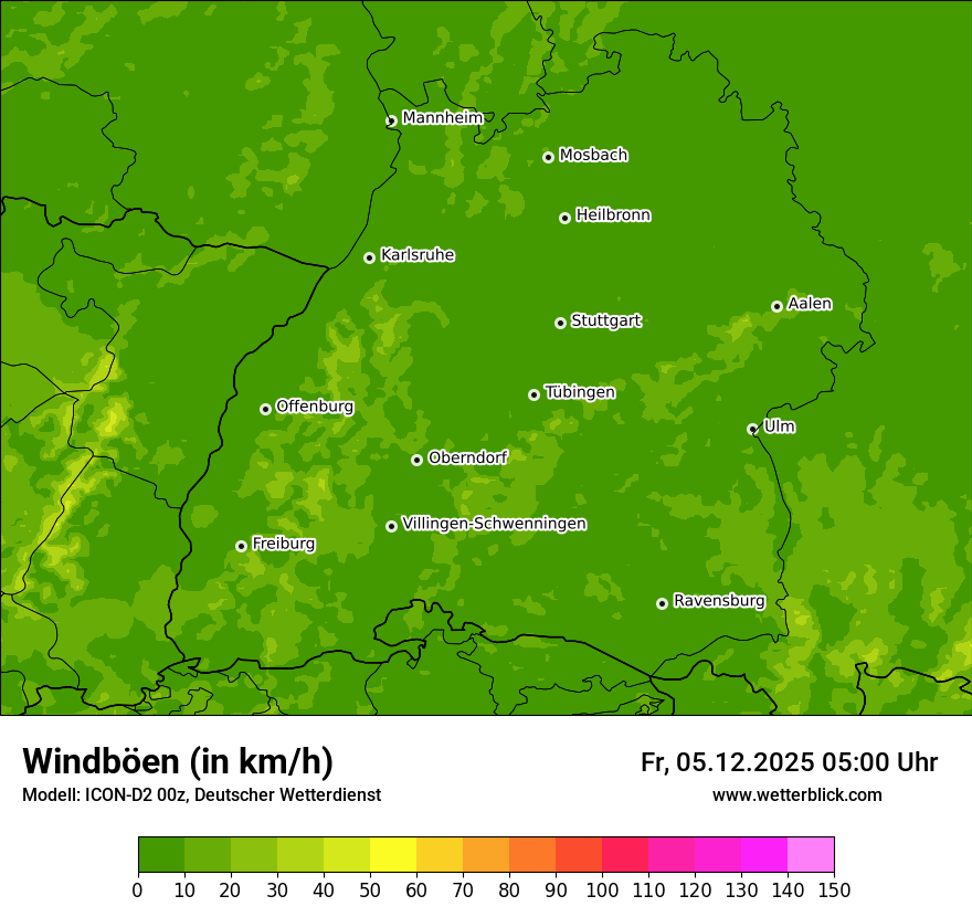 Modellkarten Windgeschwindigkeit