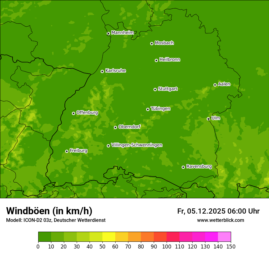Modellkarten Windgeschwindigkeit