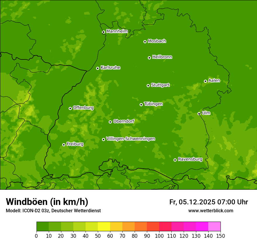 Modellkarten Windgeschwindigkeit