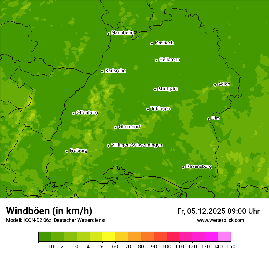 Modellkarten Windgeschwindigkeit